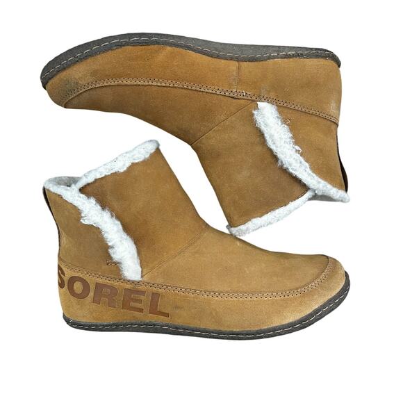 Sorel Nakisha Bootie Shearling Ankle Boot Camel Brown - Picture 10 of 10